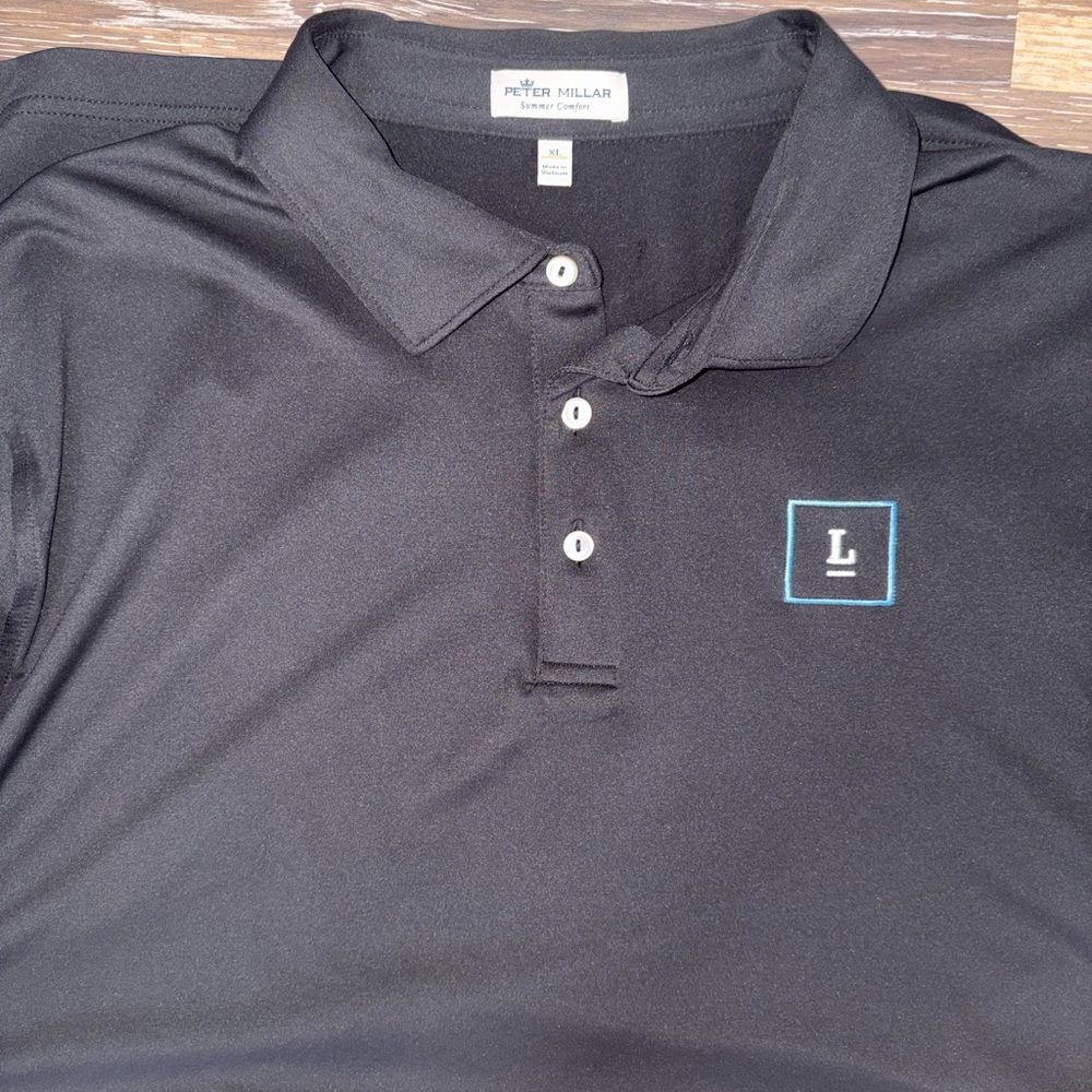 Peter Millar Summer Comfort Black Polo with Branding